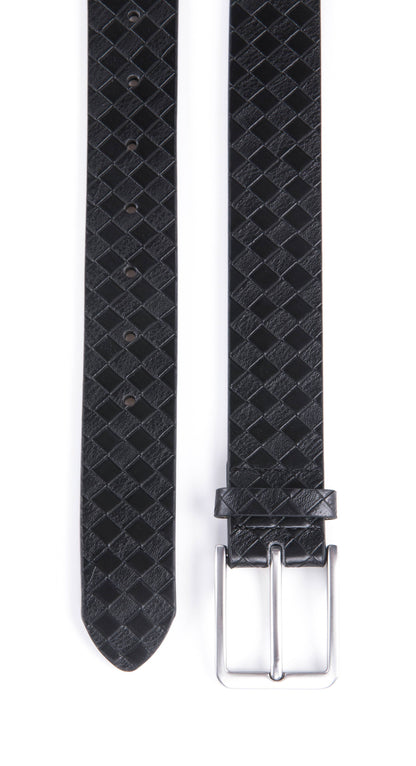 Genuine Split Leather Belt for Men – Brushed Buckle, 1.3" Strap