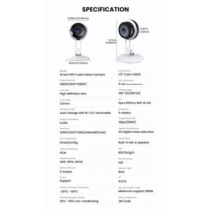 3MP Wireless Smart AI Home Security Camera – Two-Way Audio, Motion Detection, Night Vision