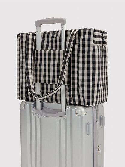 Small Cloud Carry-On: Black and Cream Gingham