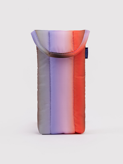 Puffy Glasses Sleeve: Gradient Stripe Poppy & Lilac