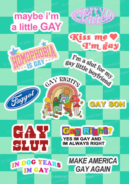 Cherrykitten Gay Art Y2K Stickers Pack Of 11