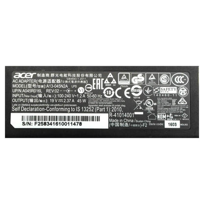 Acer Genuine Laptop Charger AC Power Adapter A13-045N2A A045R016L 3.0mm Tip 45W