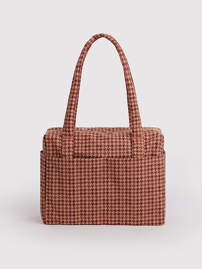 Small Cloud Carry-On: Tan Houndstooth