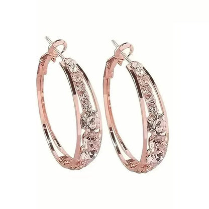 Hoop Earrings Inlaid Shiny Rhinestone For Ladies