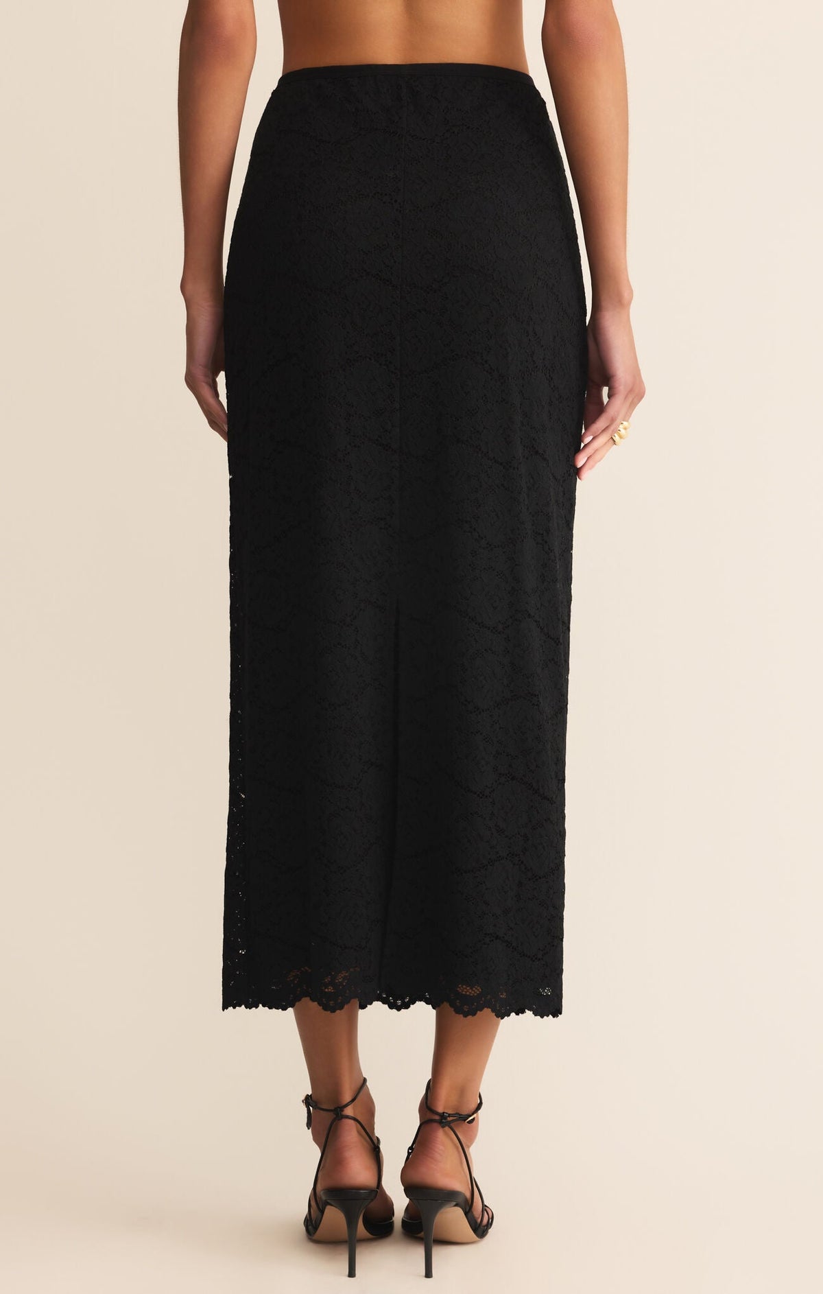 Via Lace Midi Skirt Black