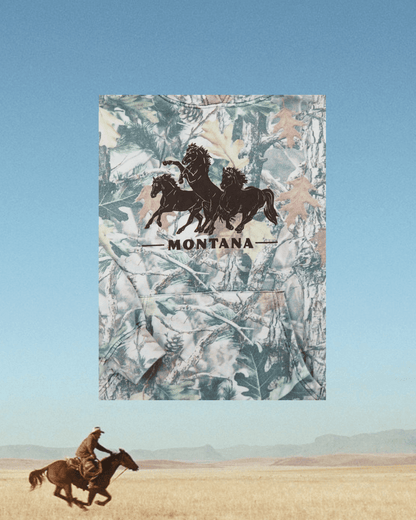 "Horsepower" Camo Hoodie with Brown Ink