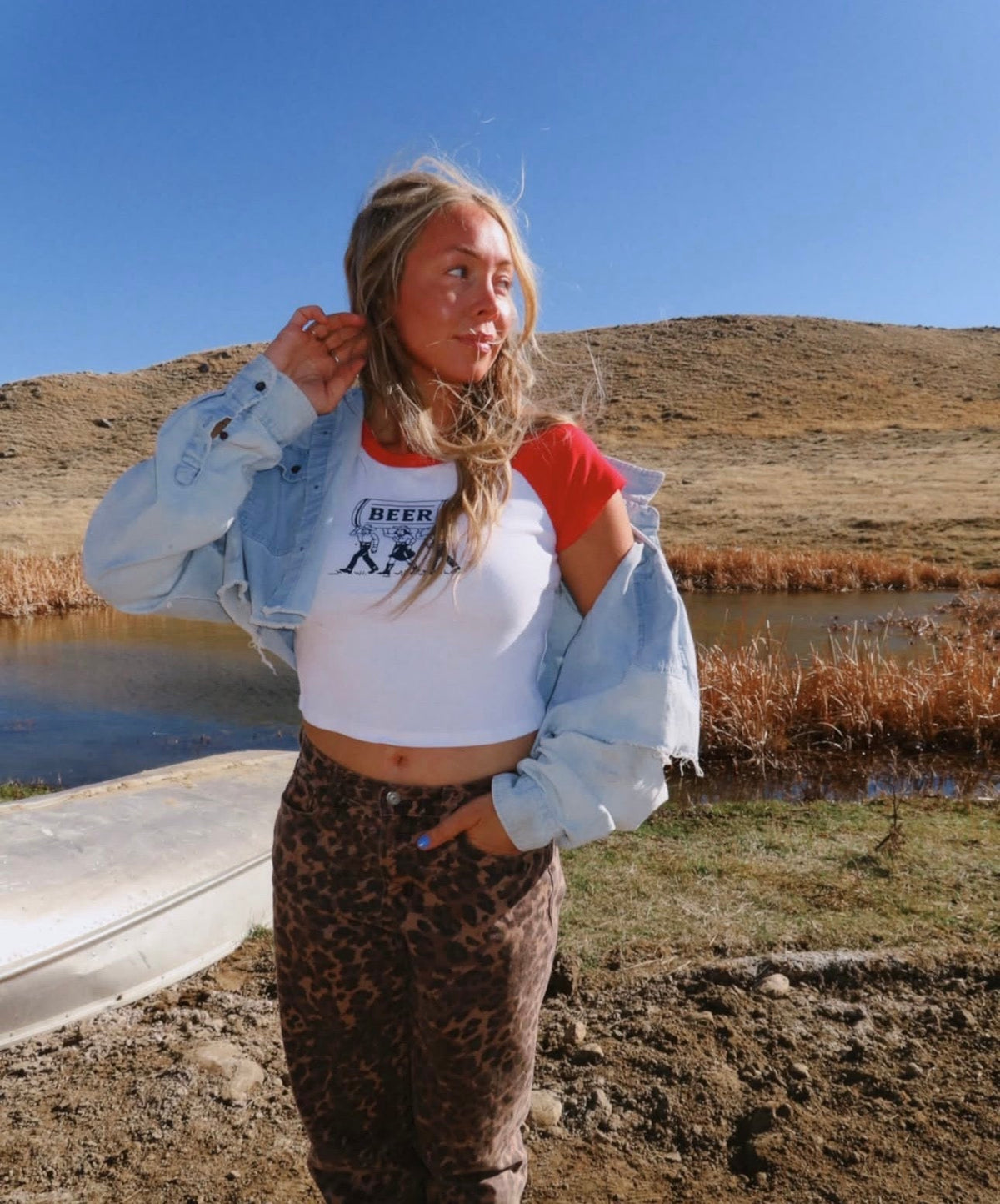 "Montana Beer" Crop Baseball Tee
