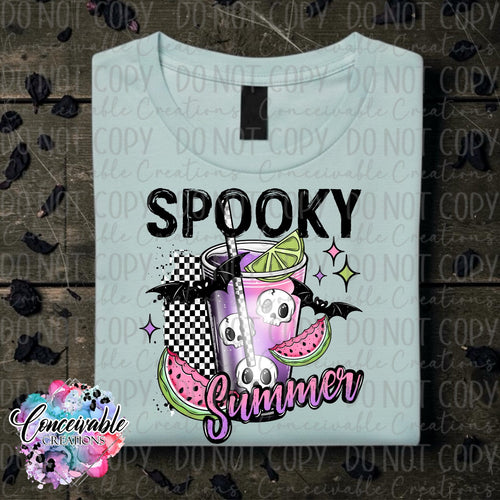 Spooky Summer Graphic Tee – Cute Skull Drink Summer Shirt