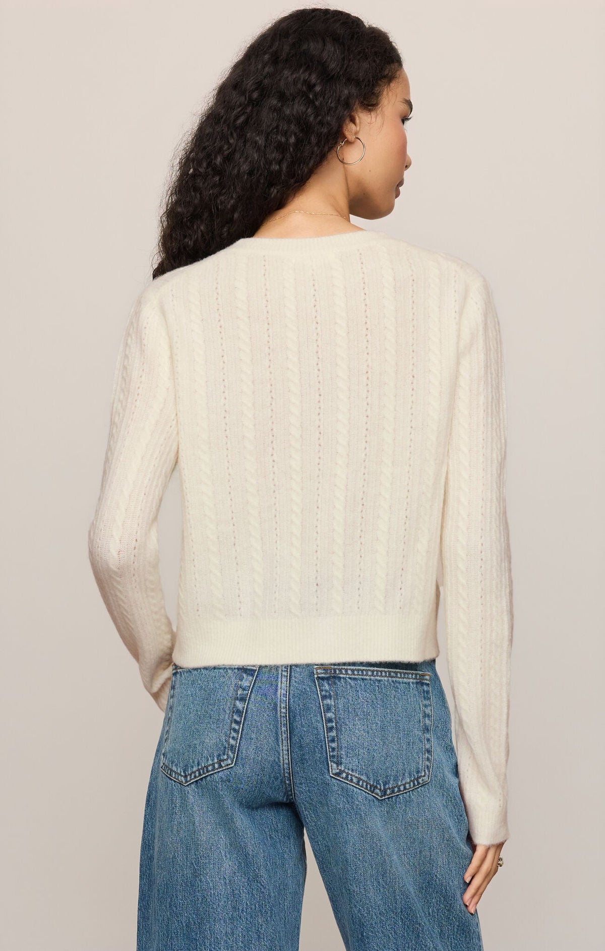 Medina Pointelle Cardigan - Cloud