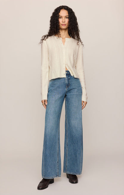 Medina Pointelle Cardigan - Cloud