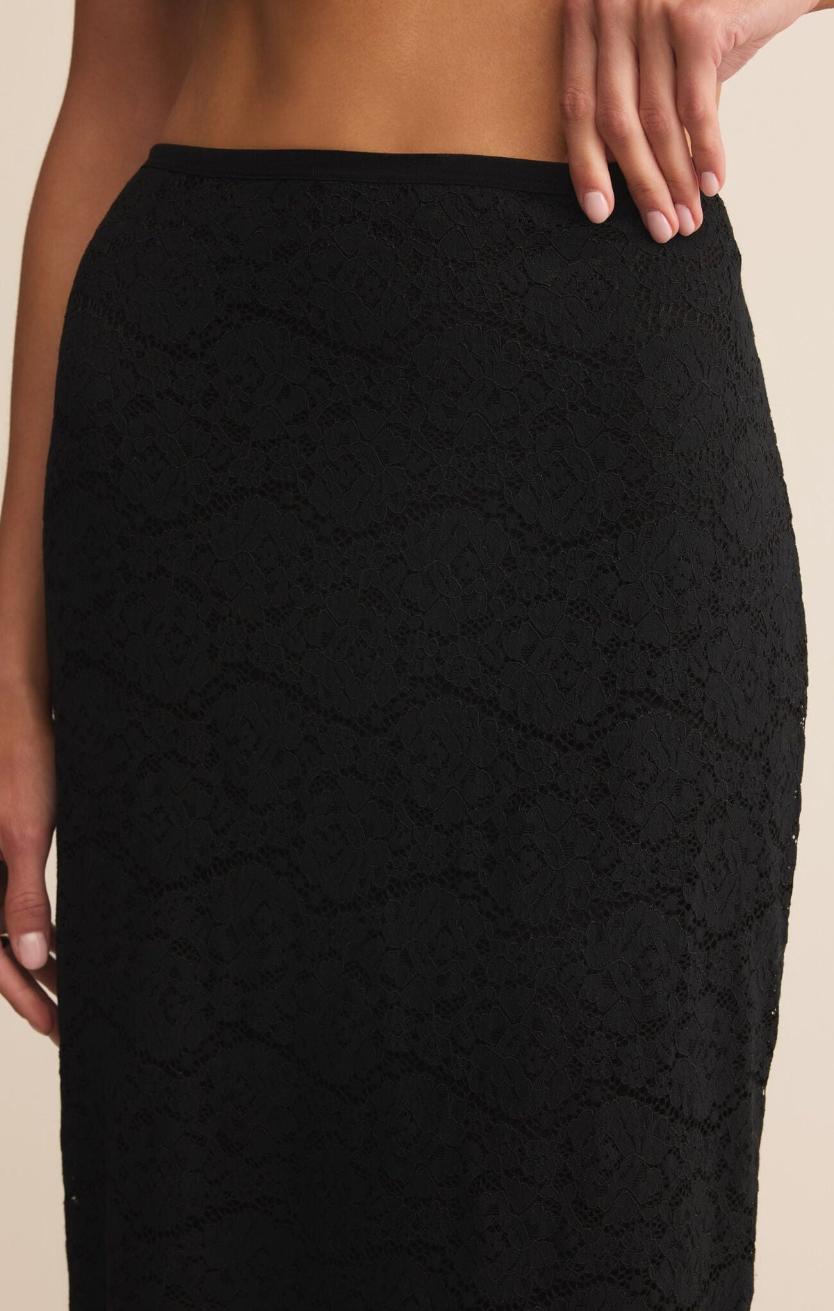 Via Lace Midi Skirt Black