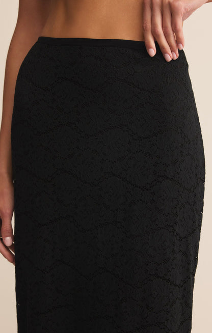 Via Lace Midi Skirt Black