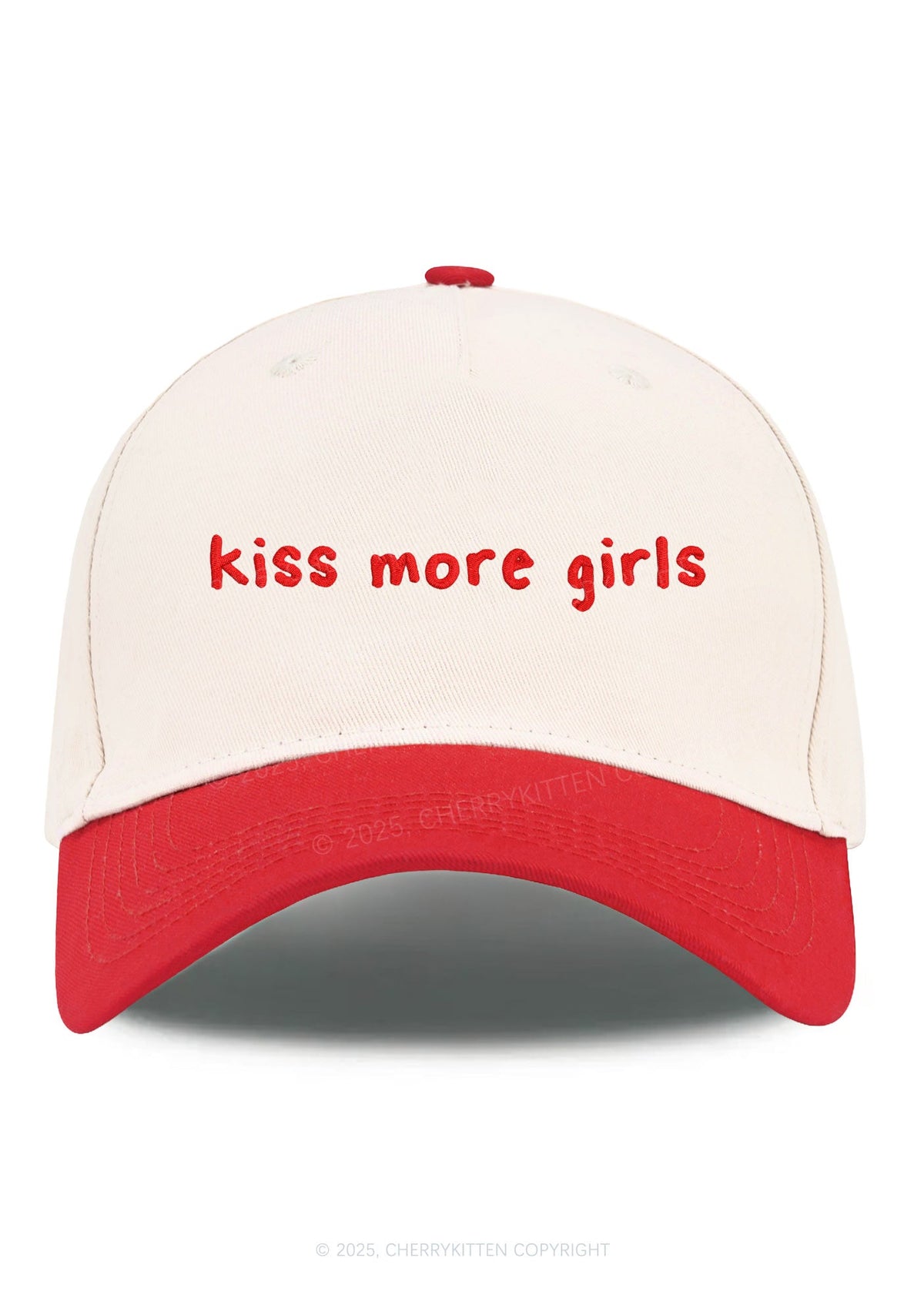 Embroidered Kiss More Girls Pride Y2K Color Block Baseball Cap Cherrykitten