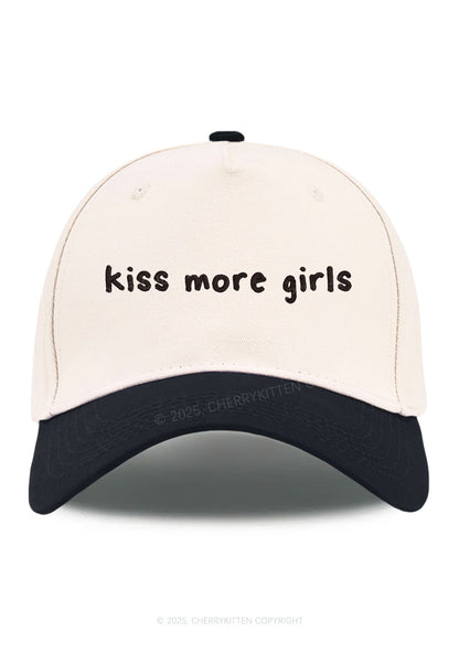 Embroidered Kiss More Girls Pride Y2K Color Block Baseball Cap Cherrykitten