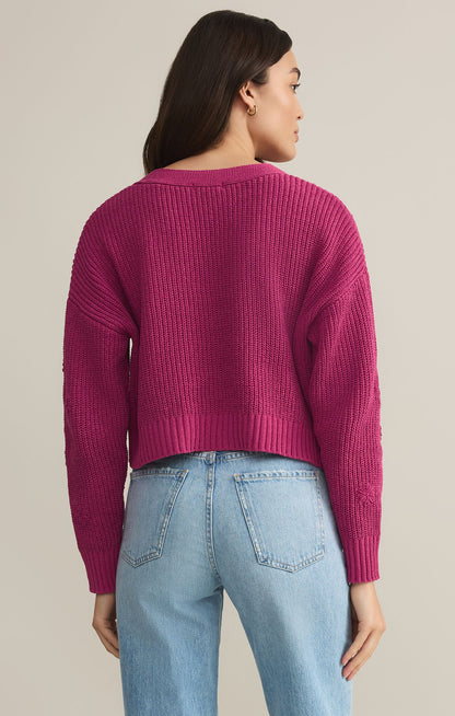 Fleur Cropped Cardigan- Magenta
