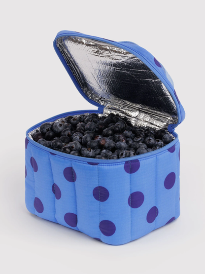 Puffy Lunch Bag: Blue Polka Dot