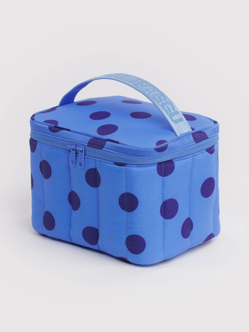 Puffy Lunch Bag: Blue Polka Dot