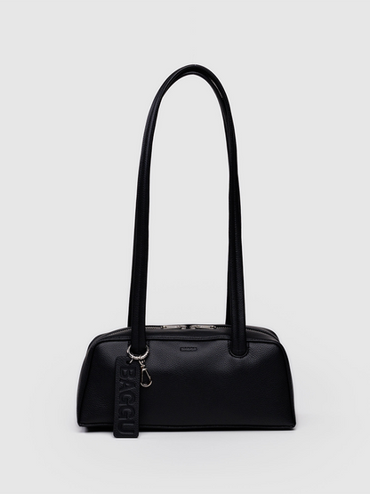 Small Recycled Leather Bowler Bag: Black (FINAL SALE)