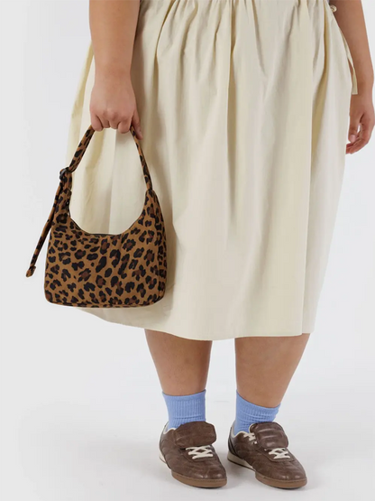 Mini Nylon Shoulder Bag: Leopard