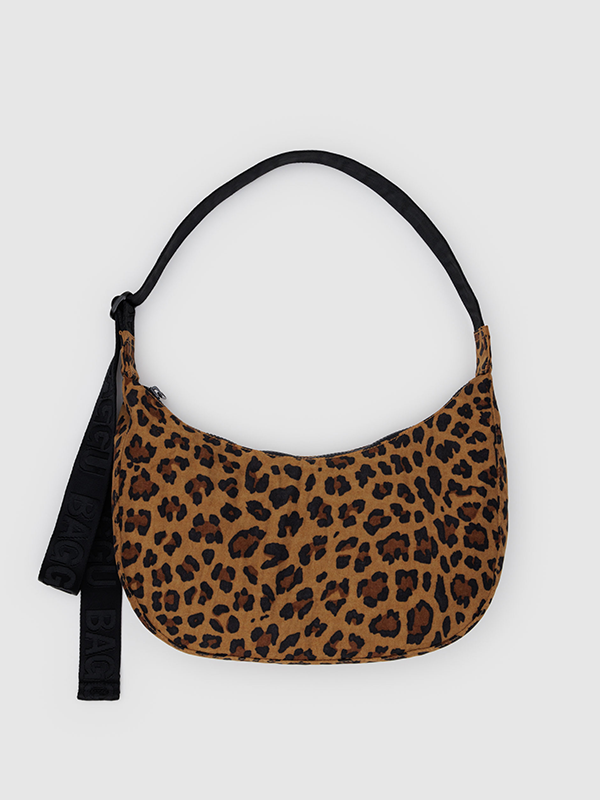 Medium Nylon Crescent Bag: Leopard
