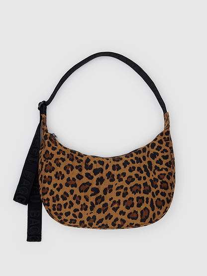 Medium Nylon Crescent Bag: Leopard