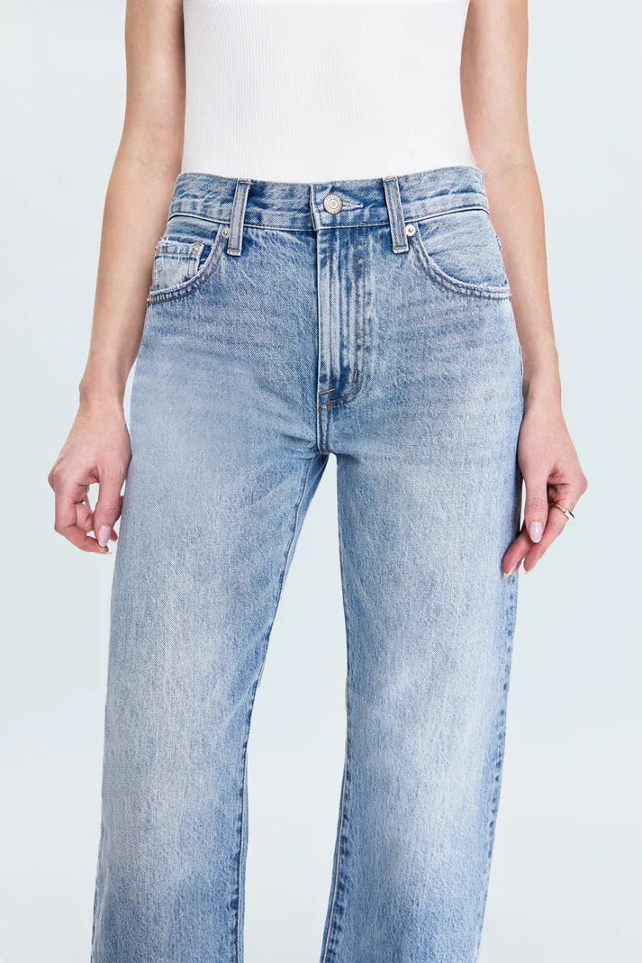 Lexi Mid Rise Bowed Straight- Bowie