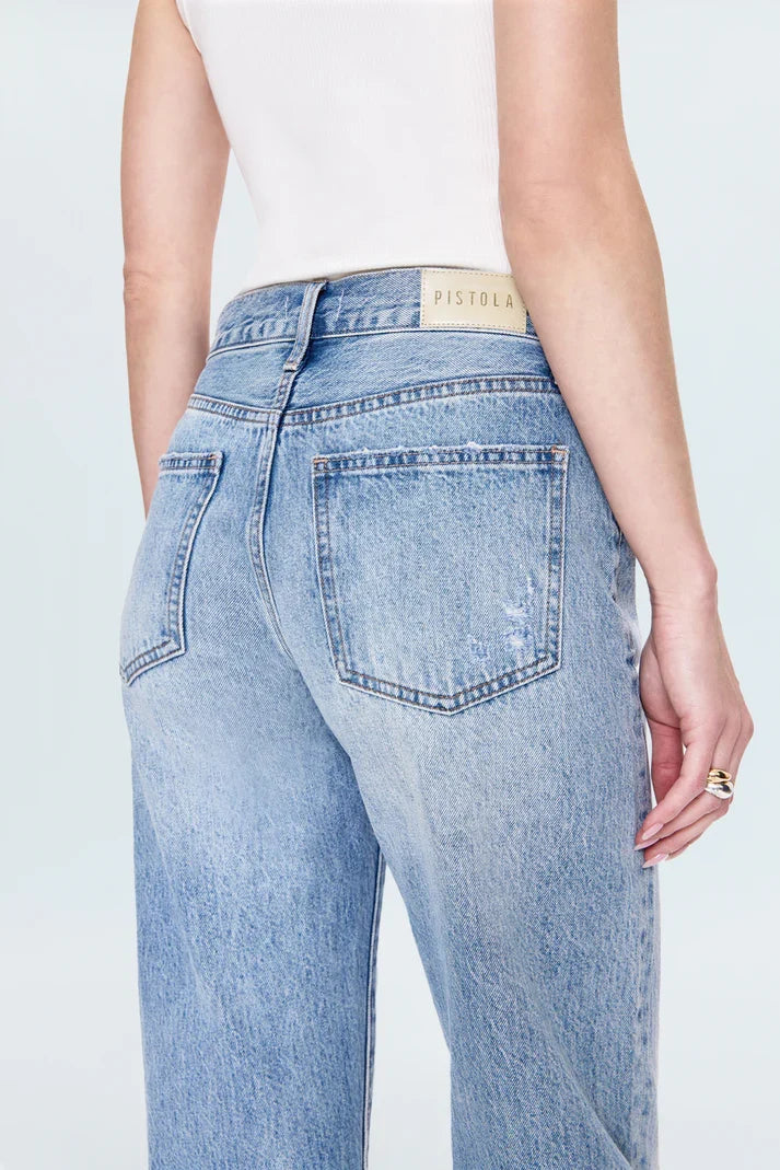 Lexi Mid Rise Bowed Straight- Bowie