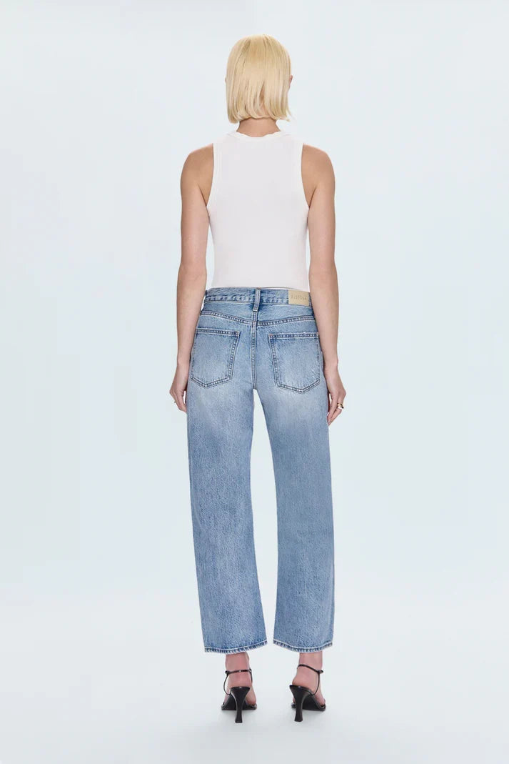 Lexi Mid Rise Bowed Straight- Bowie