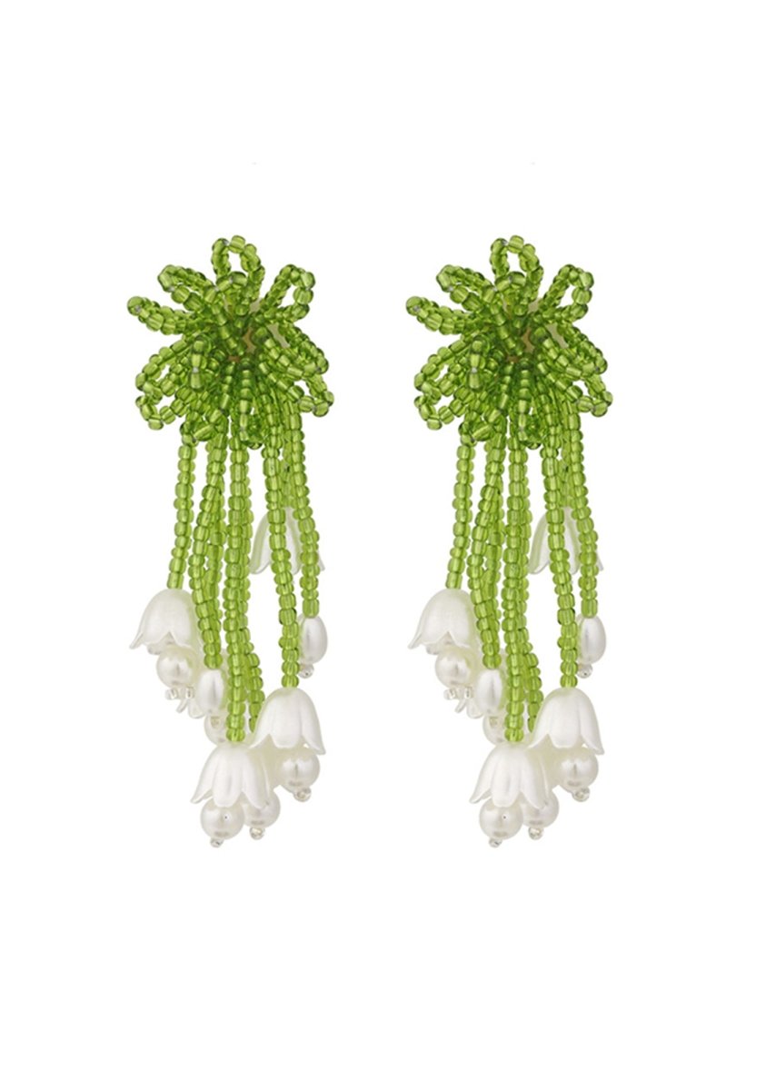 Lily Of The Valley Beads Earbob Earrings