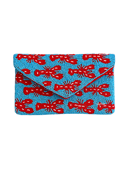 Beaded Clutch Crossbody Bag: Lobster