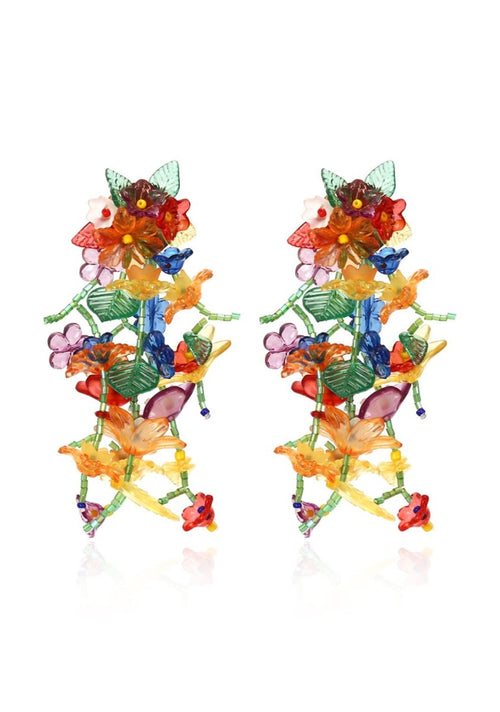 Long Flower Tassel Earbob Earrings