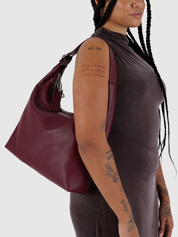 Medium Recycled Leather Shoulder Bag: Mahogany (FINAL SALE)