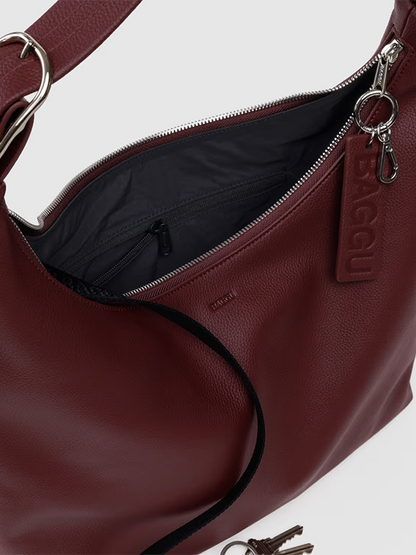 Medium Recycled Leather Shoulder Bag: Mahogany (FINAL SALE)