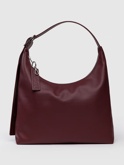 Medium Recycled Leather Shoulder Bag: Mahogany (FINAL SALE)