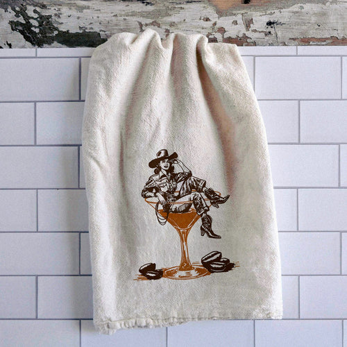"Espresso Martini" Tea Towel with Black Ink