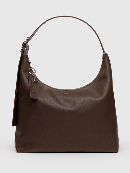 Medium Recycled Leather Shoulder Bag: Brown (FINAL SALE)