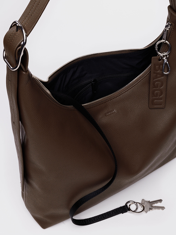Medium Recycled Leather Shoulder Bag: Brown (FINAL SALE)
