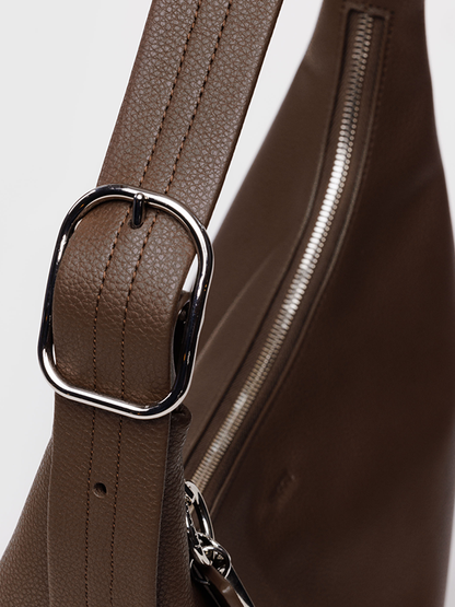 Medium Recycled Leather Shoulder Bag: Brown (FINAL SALE)