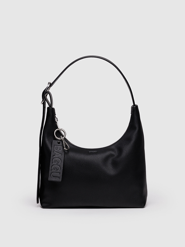 Mini Recycled Leather Shoulder Bag: Black