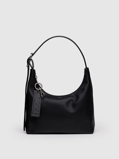 Mini Recycled Leather Shoulder Bag: Black