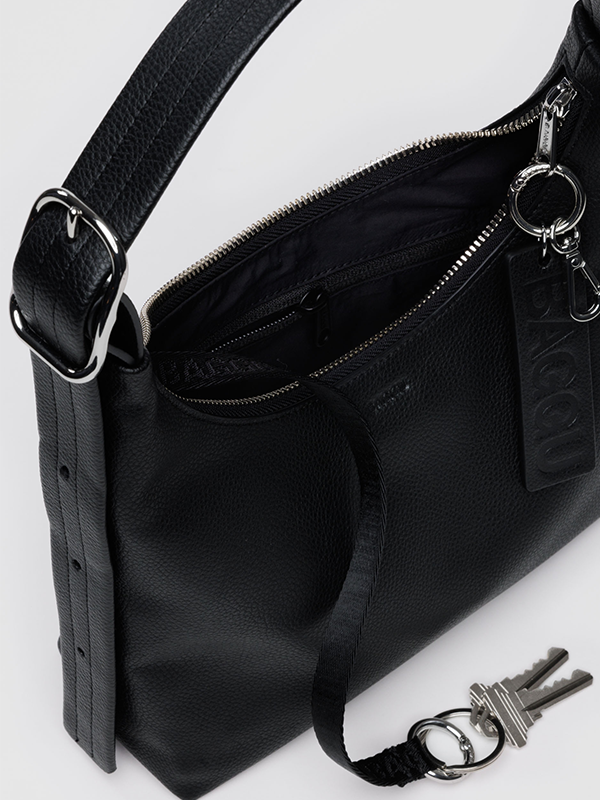 Mini Recycled Leather Shoulder Bag: Black