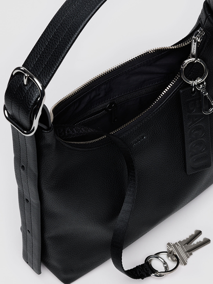 Mini Recycled Leather Shoulder Bag: Black