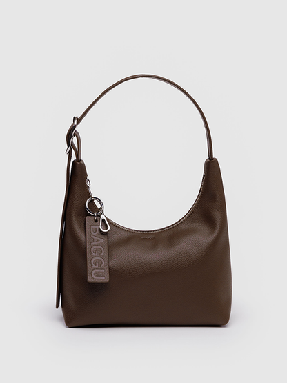 Mini Recycled Leather Shoulder Bag: Brown