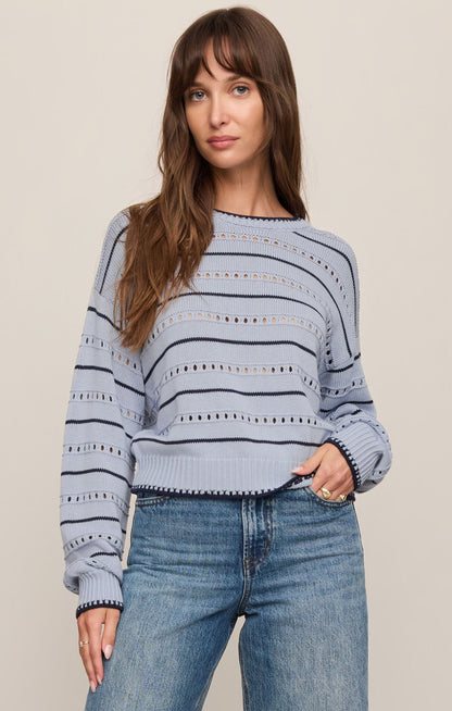 Darby Stripe Sweater- Skyline
