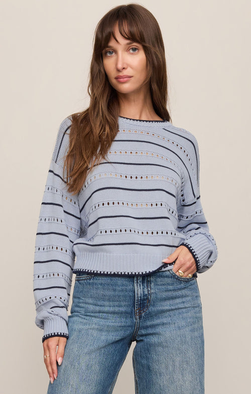 Darby Stripe Sweater- Skyline