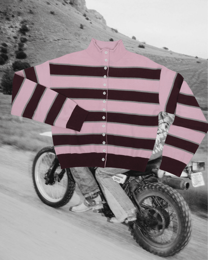 Claude Cardigan - Pink & Burgundy