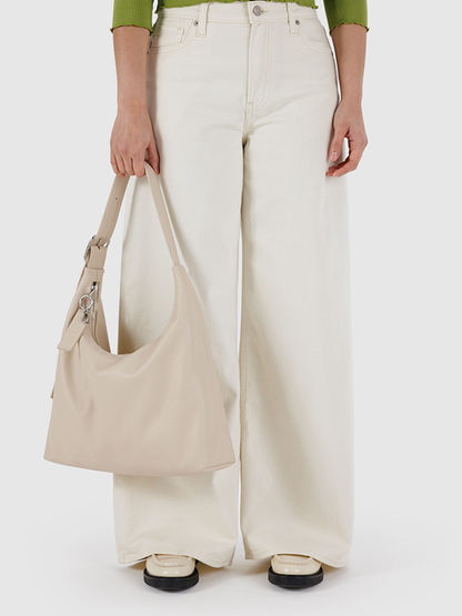 Medium Recycled Leather Shoulder Bag: Stone (FINAL SALE)