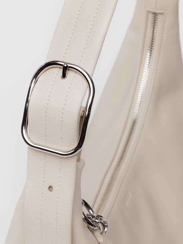 Medium Recycled Leather Shoulder Bag: Stone (FINAL SALE)