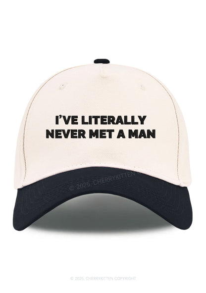 Embroidered Never Met A Man Pride Y2K Color Block Baseball Cap Cherrykitten