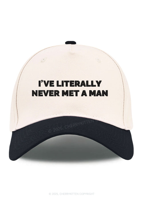 Embroidered Never Met A Man Pride Y2K Color Block Baseball Cap Cherrykitten